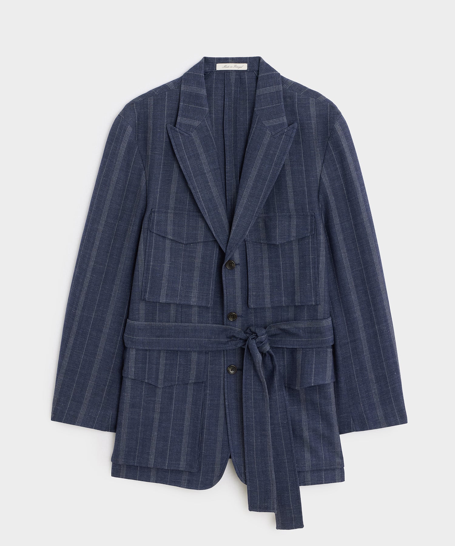 Italian Wool-Linen Cartographer's Jacket in Ink Blue Stripe – Todd