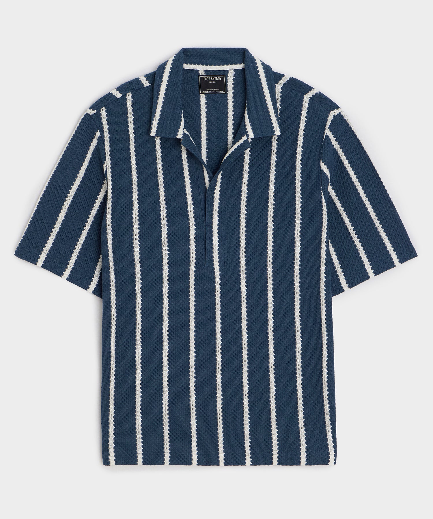 Relaxed Textured Montauk Polo in Navy Stripe – Todd Snyder