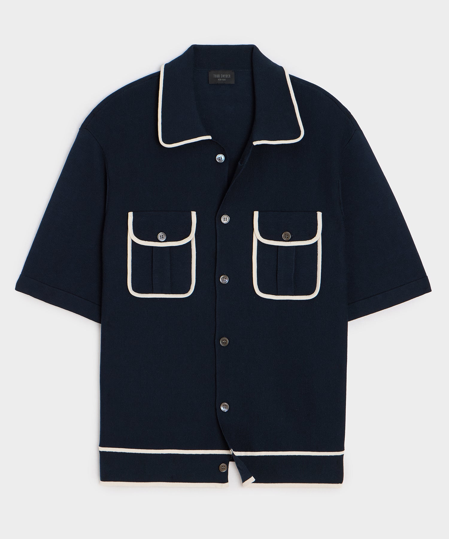 Wynwood Sweater Polo in Tipped Navy – Todd Snyder
