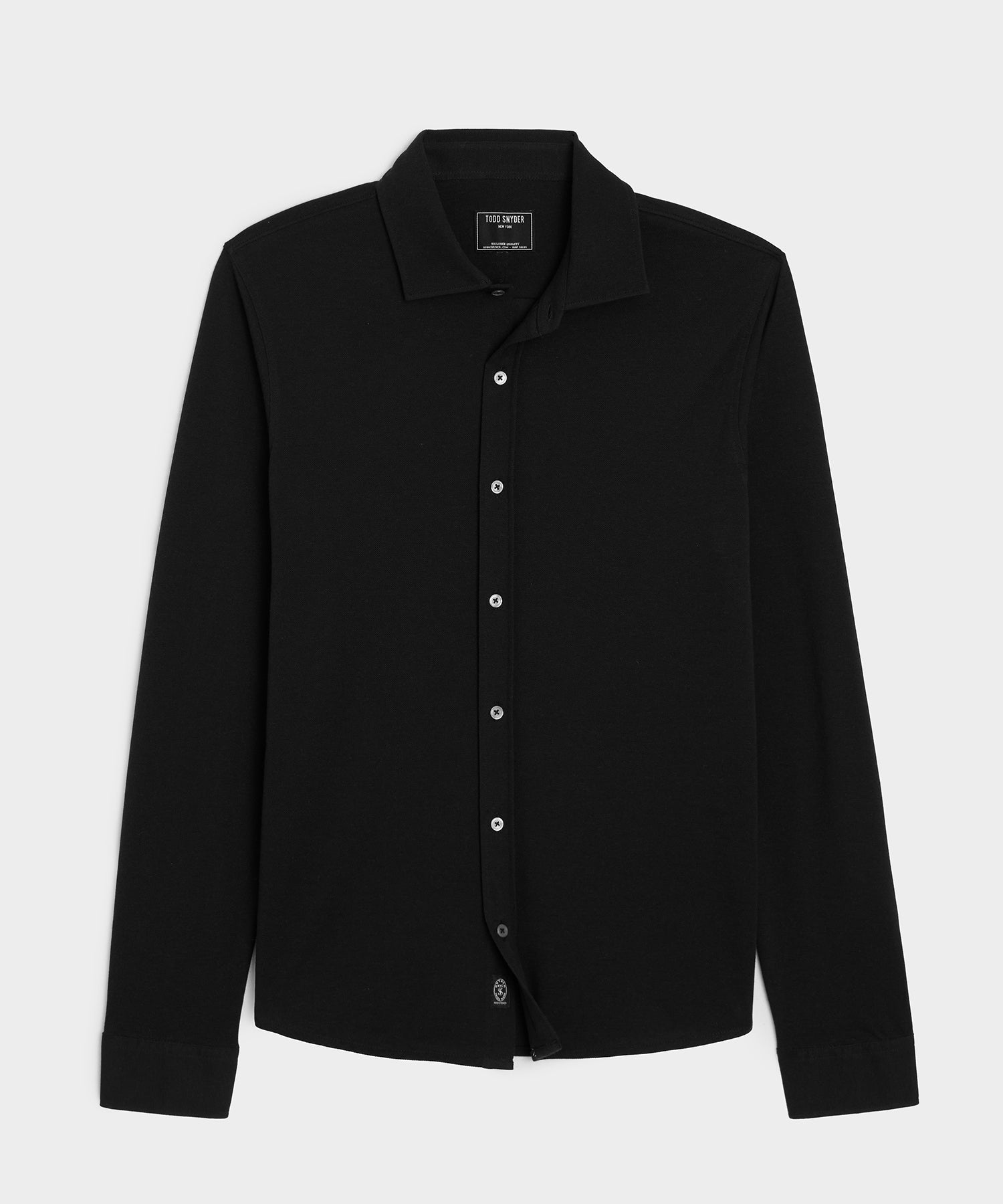 Men's Cotton-Cashmere Pique Dress Shirt in Black, Size S