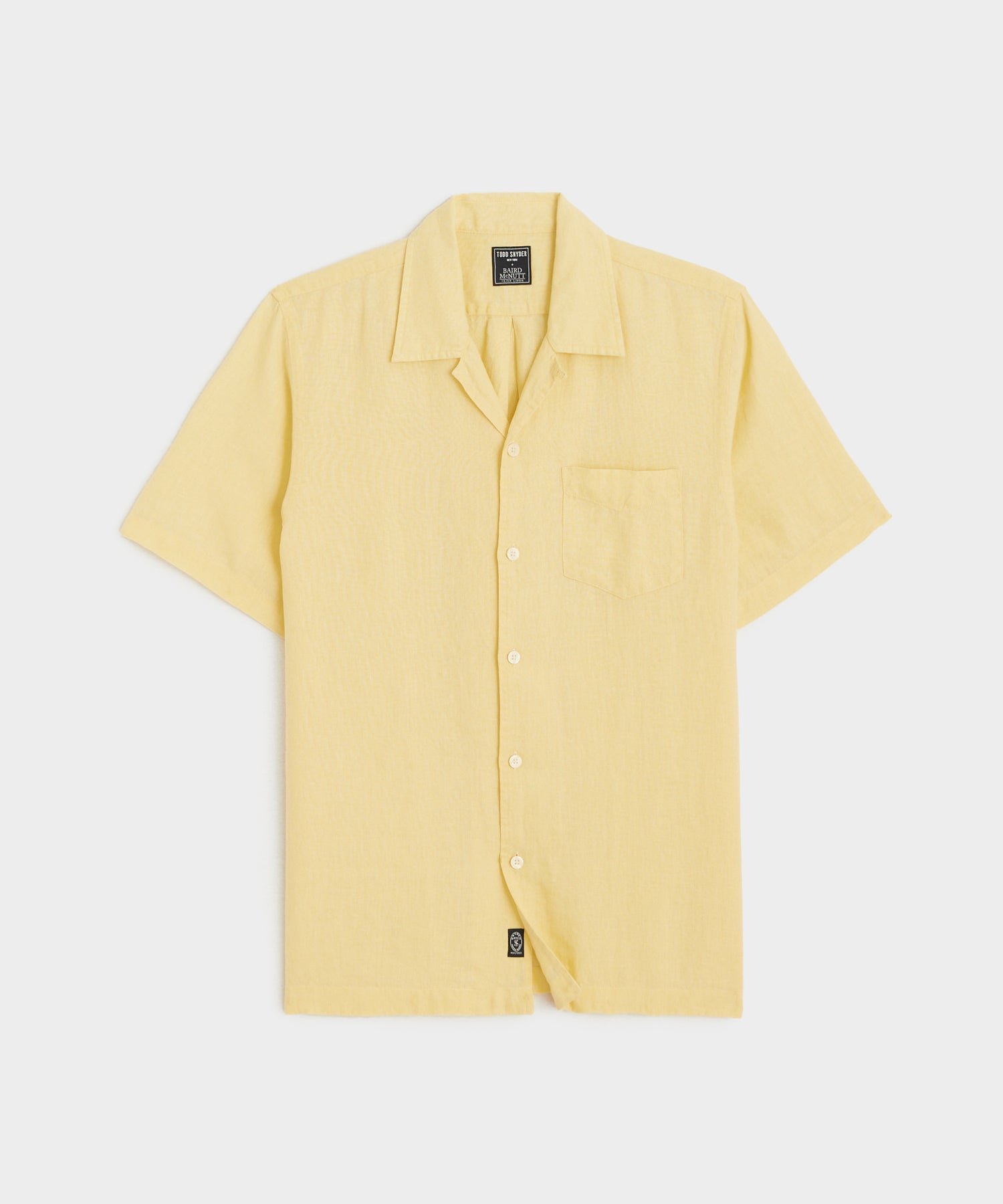 Sea Soft Irish Linen Camp Collar Shirt in Lemon