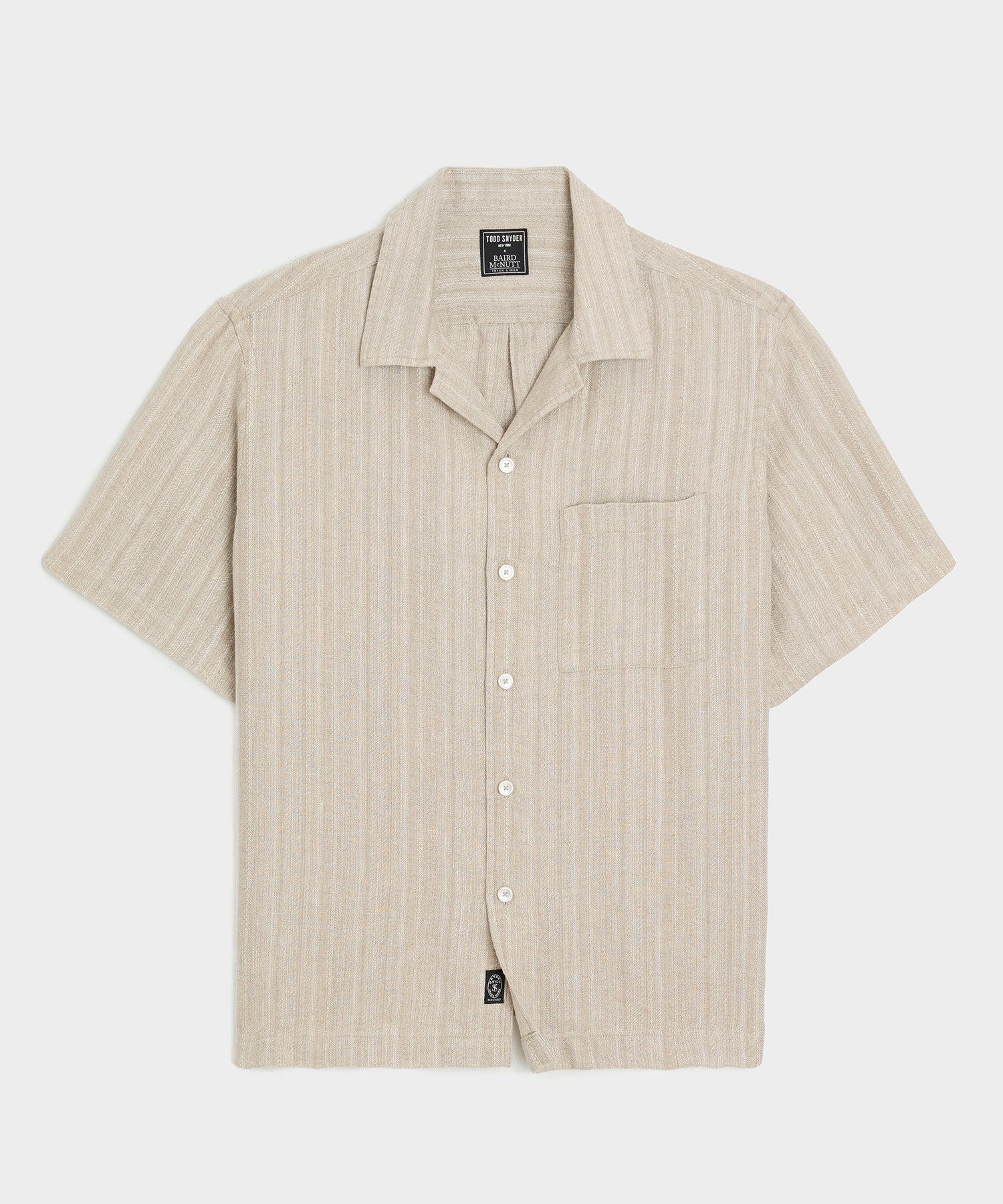 Cropped Linen Camp Collar Shirt in Desert Beige – Todd Snyder