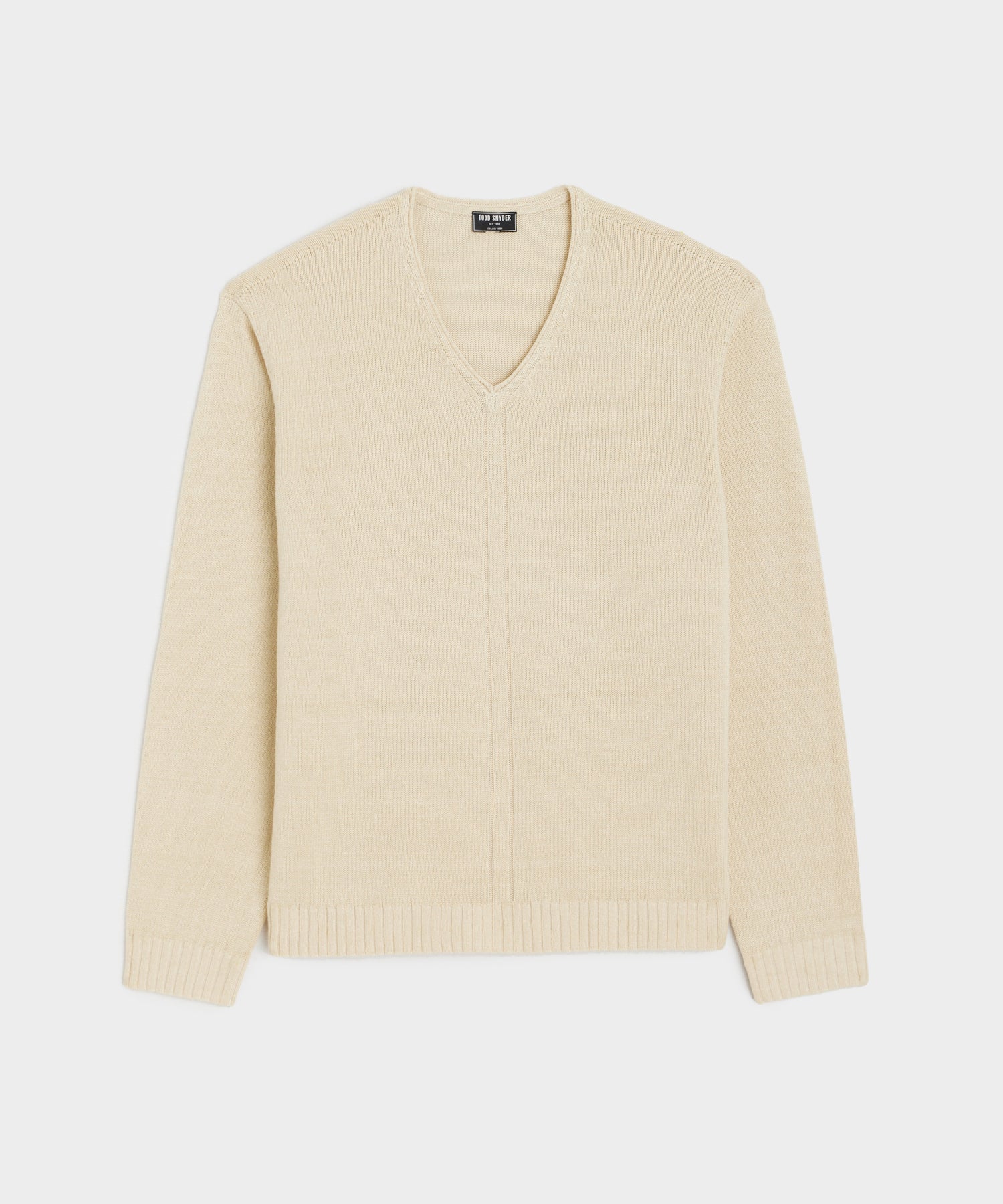 Linen Cotton V-Neck Sweater in Bisque