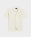 Embroidered Eyelet Short Sleeve Camp Collar Shirt in Cream