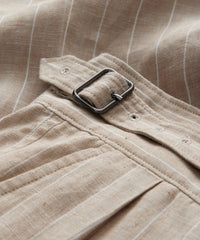 Italian Linen Gurkha Trouser in Ecru Pinstripe