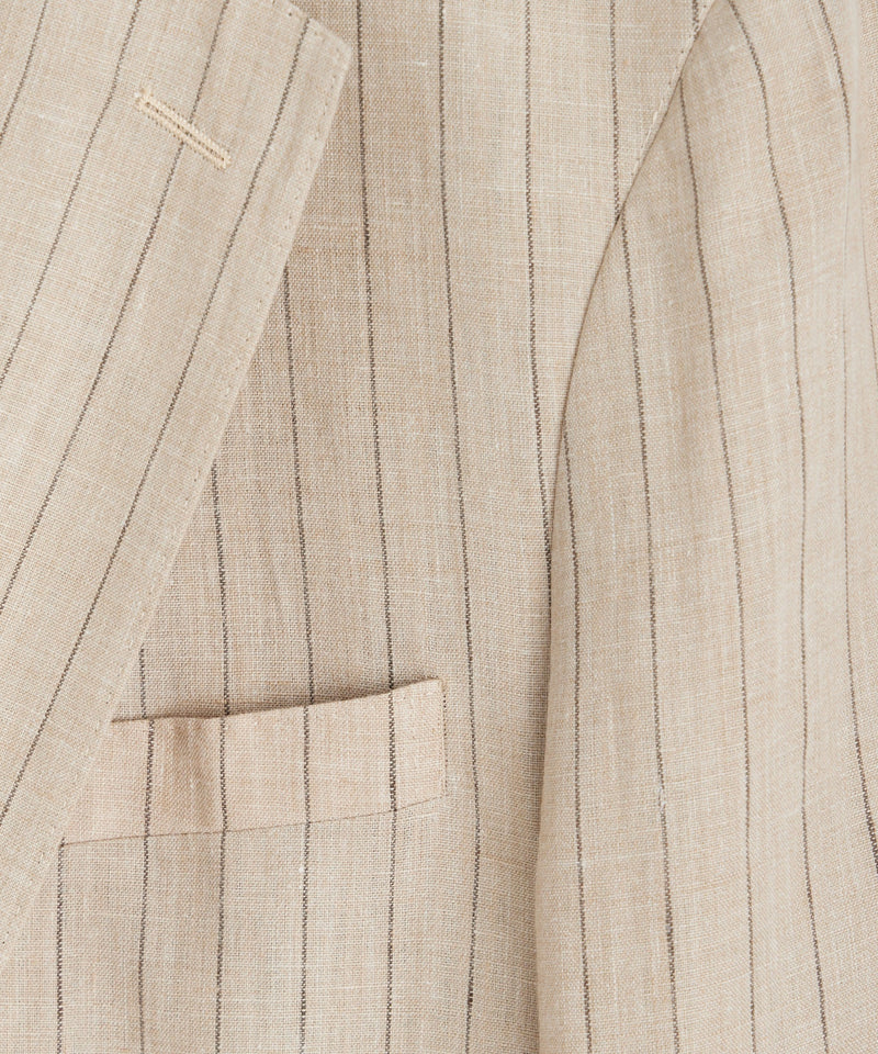 Italian Linen Madison Jacket in Ecru Stripe