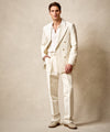Italian Linen Wythe Trouser in White Pinstripe