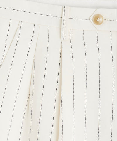 Italian Linen Wythe Trouser in White Pinstripe
