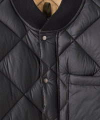 Italian Quilted Down Snap Bomber in Black