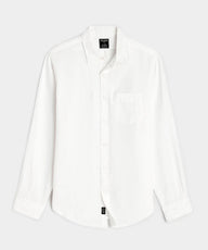 Slim Sea Soft Irish Linen Point Collar Shirt in White