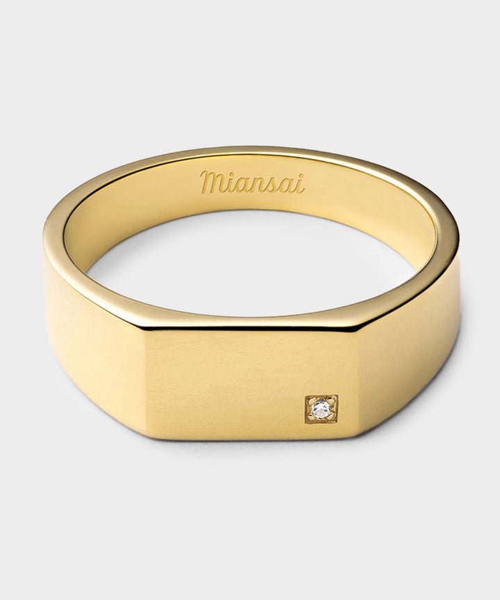 Miansai Gold Geo Signet Ring w/ Diamond