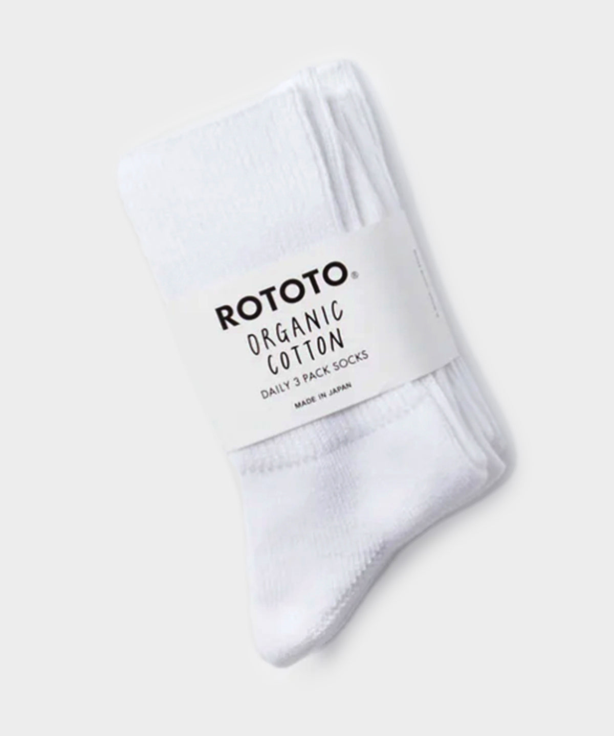 RoToTo Organic Daily 3 Pack Ribbed Crew Socks in White