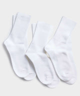 RoToTo Organic Daily 3 Pack Ribbed Crew Socks in White