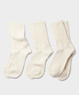 RoToTo Organic Daily 3 Pack Crew Socks in Ecru