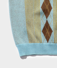 Beams+ Zip Knit Polo Stripe