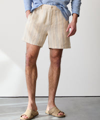 5" Linen Beachcomber Short in Cream Stripe