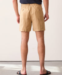 5" Linen Beachcomber Short in Khaki Stripe