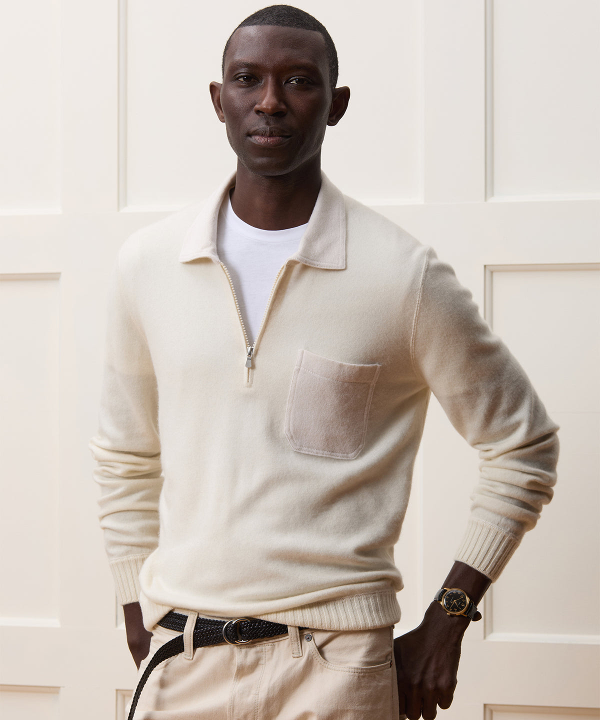 Italian Cashmere Half-Zip Sweater Polo