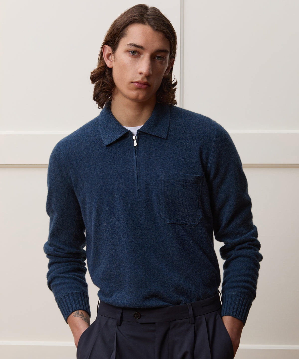 Italian Cashmere Half-Zip Sweater Polo