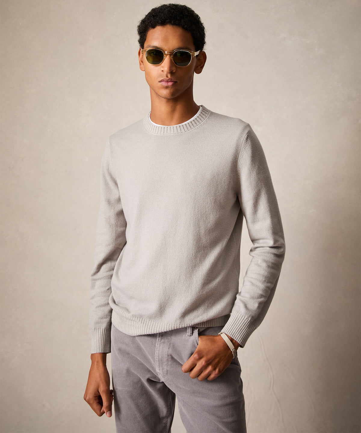 Italian Garment Dyed Wool Cashmere Crewneck Sweater
