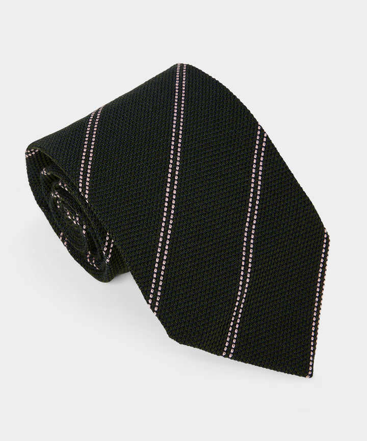 Italian Silk-Wool Grenadine Stripe Tie