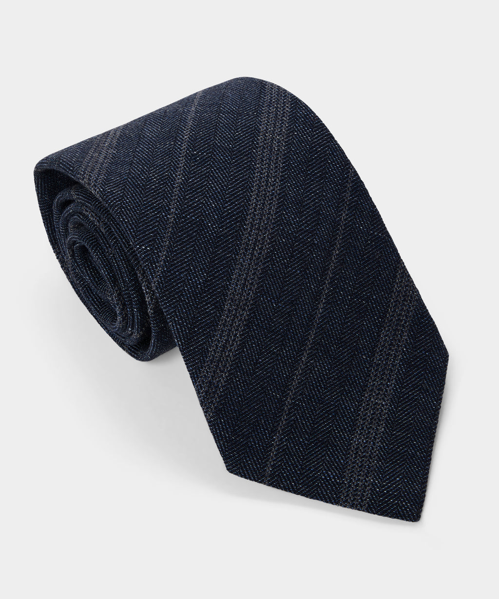 Italian Wool-Linen Stripe Tie