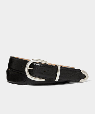 Todd Snyder Italian Crocodile Embossed Leather Belt