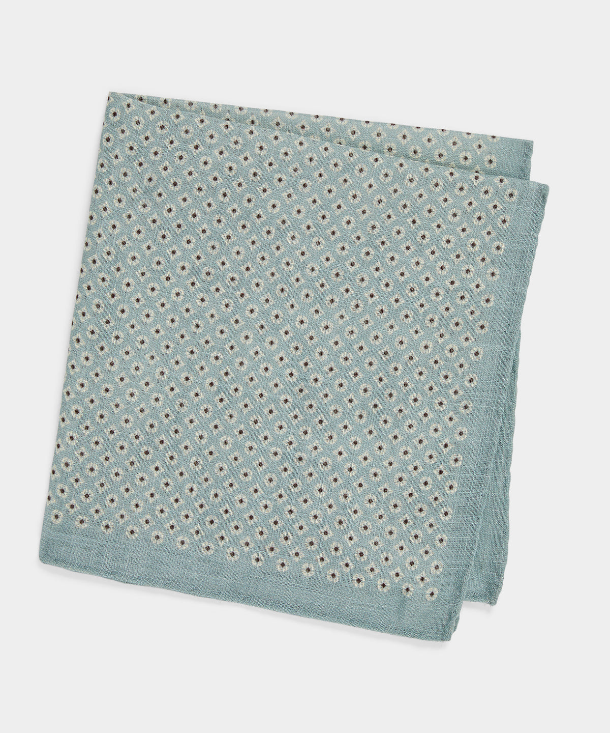 Front view of the Todd Snyder Italian Micro Geo Pocket Square in Blue.