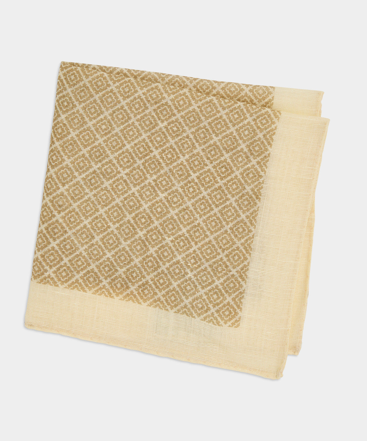 Front view of the Todd Snyder Italian Geo Pocket Square in Cream.