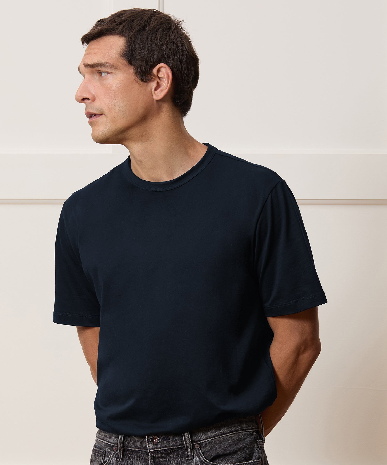 Boxy Luxe Jersey Tee in Navy – Todd Snyder