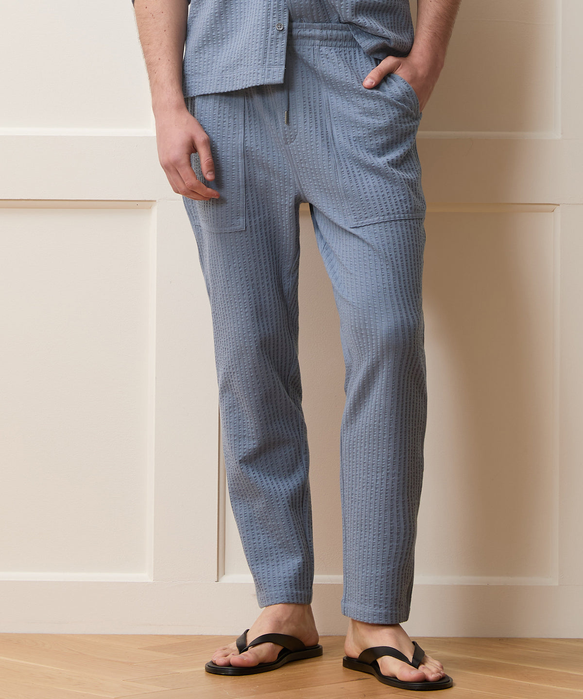 men's knit dress pants Seersucker Pant in Deep Springs, Size L Polo shirt
