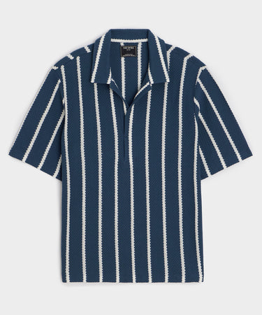 Relaxed Textured Montauk Polo in Navy Stripe – Todd Snyder