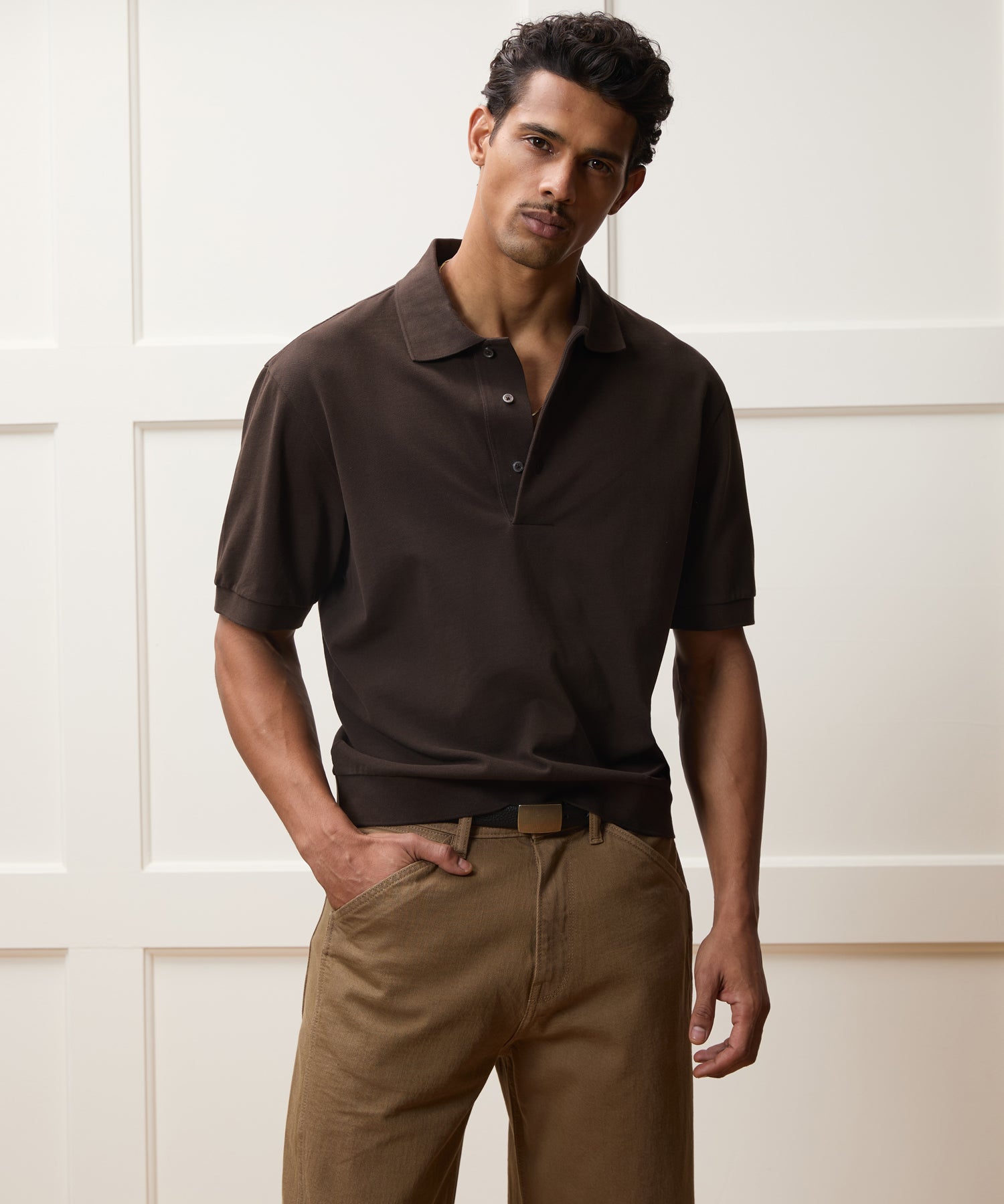 Relaxed Cotton Pique Polo in Dark Mocha – Todd Snyder