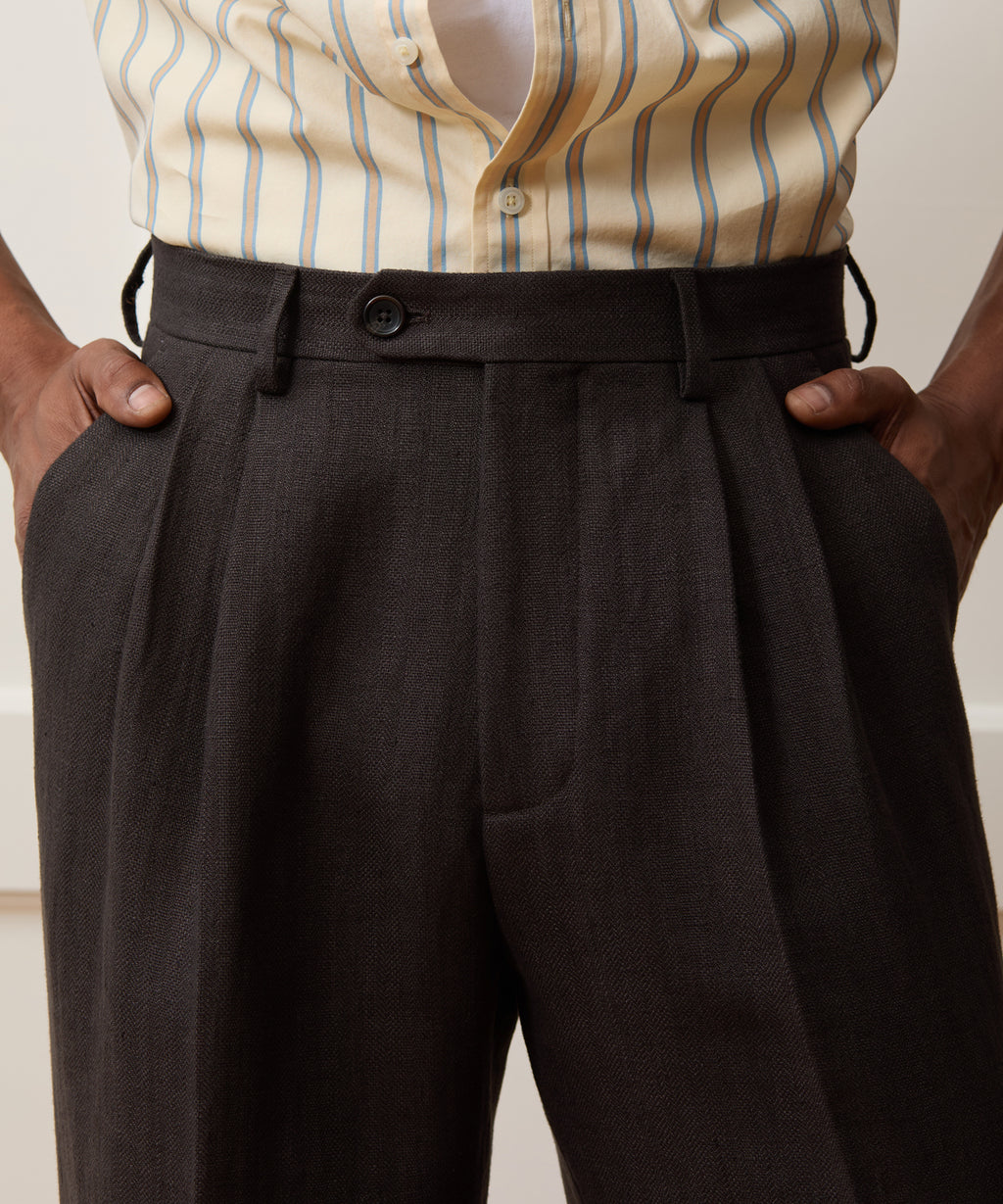 Italian Linen Herringbone Wythe Trouser