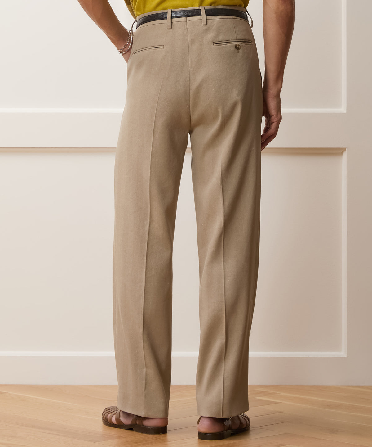 Italian Linen-Silk Herringbone Wythe Trouser