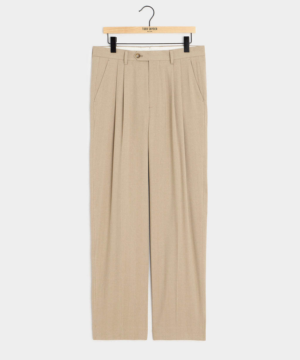 Italian Linen-Silk Herringbone Wythe Trouser