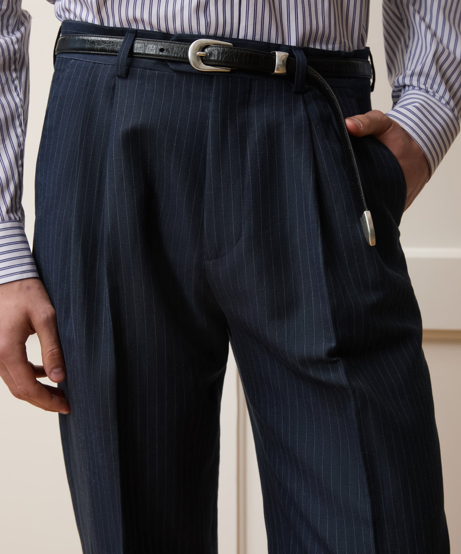 Italian Linen-Cotton Wythe Trouser in Navy Stripe – Todd Snyder