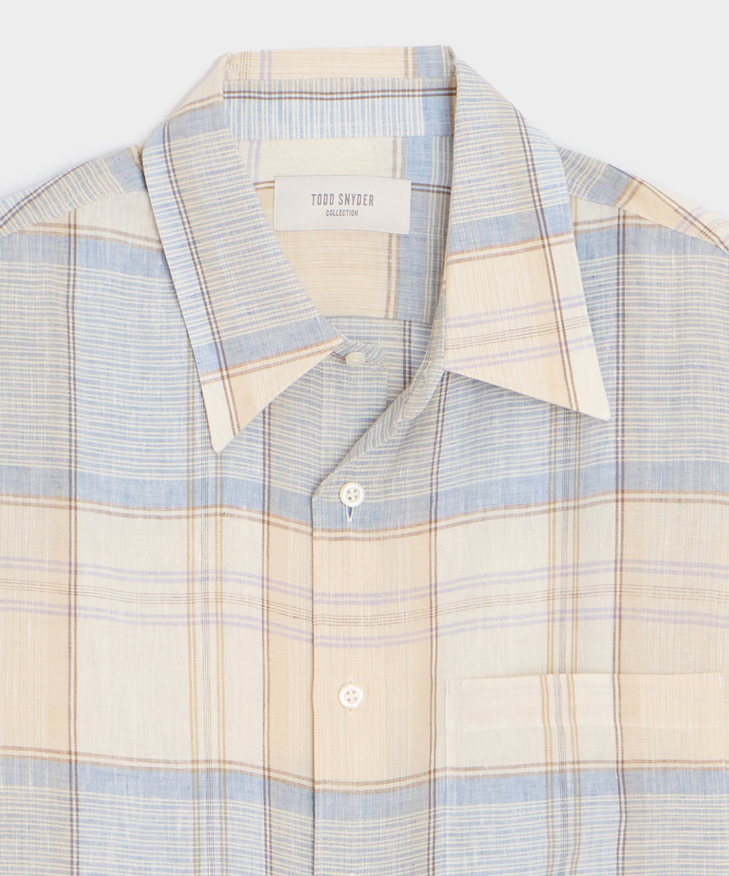 Italian Linen Plaid Big Shirt