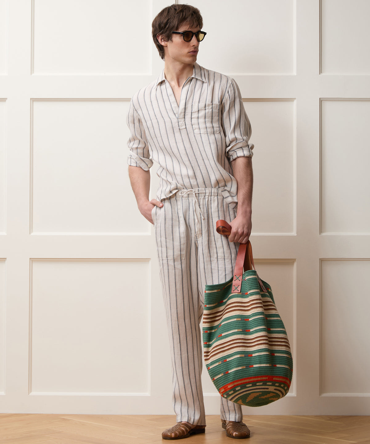 Striped Linen Popover Shirt
