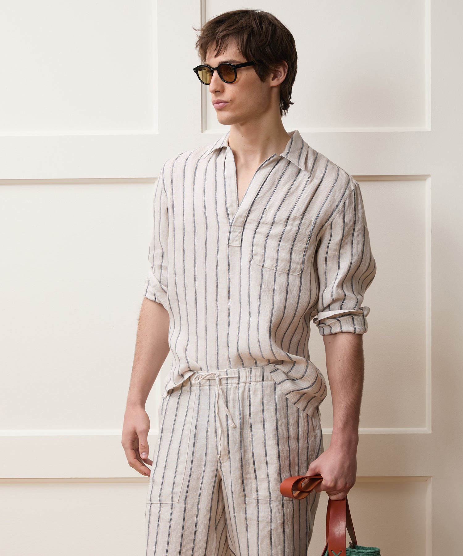Striped Linen Popover Shirt in White Stripe – Todd Snyder