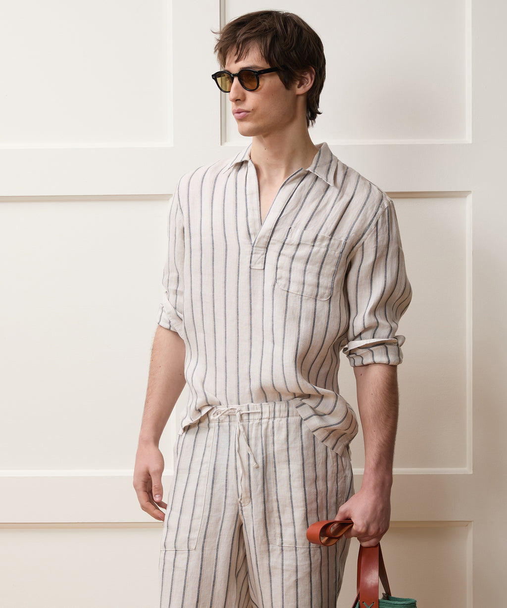 Striped Linen Popover Shirt