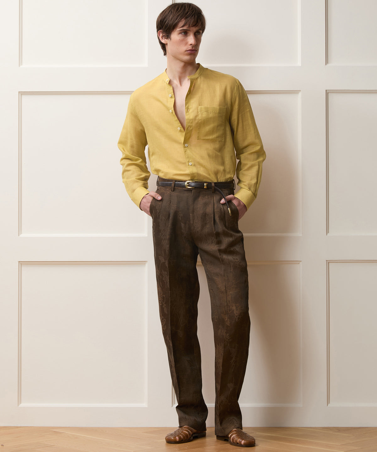 Voile Band Collar Big Shirt