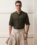 Voile Band Collar Big Shirt