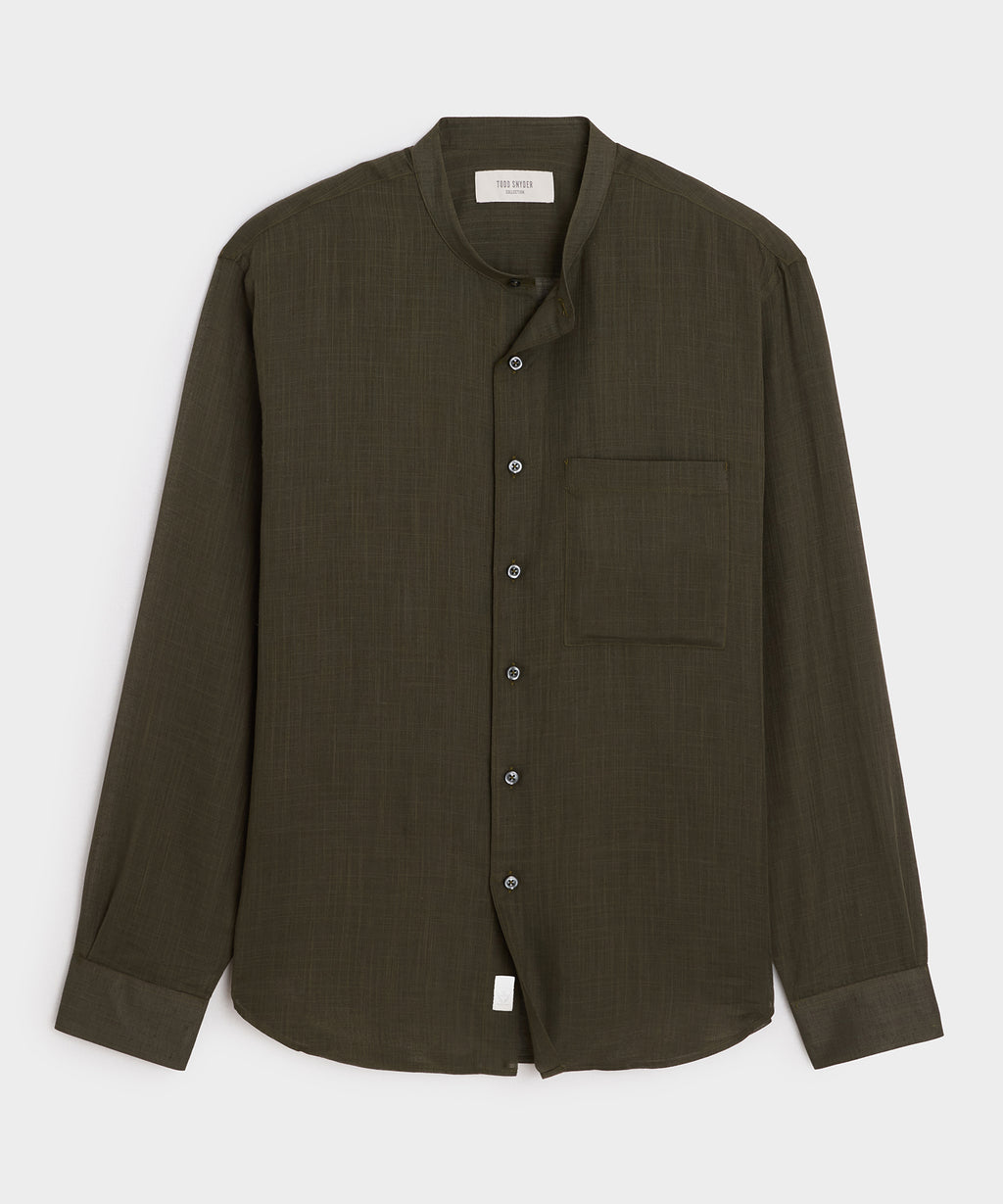 Voile Band Collar Big Shirt