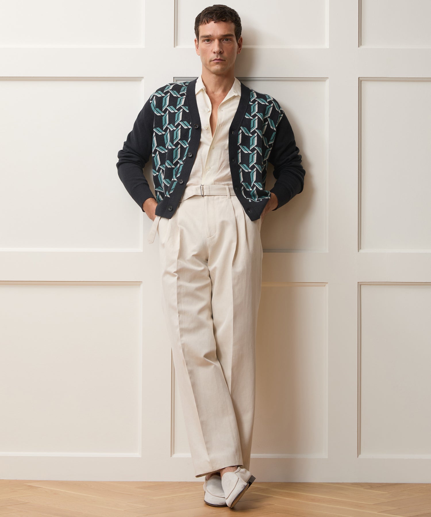 Mikasa Cardigan in Black Geo – Todd Snyder