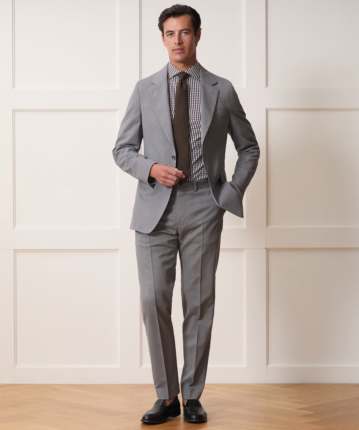 light grey dress jacket Men's Italian Gabardine Sutton in Grey, Size 44R dancing-with-the-stars