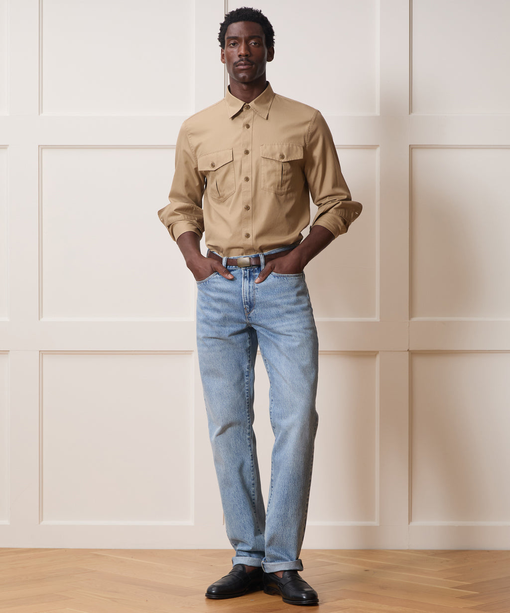 Straight Fit Jean in Washed Blue