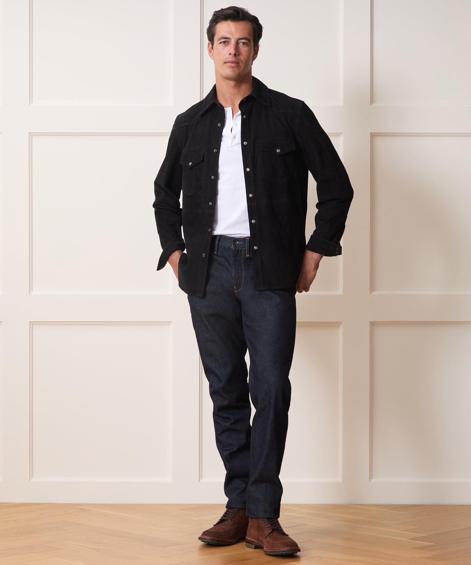 Italian Suede Western Jacket in Black – Todd Snyder