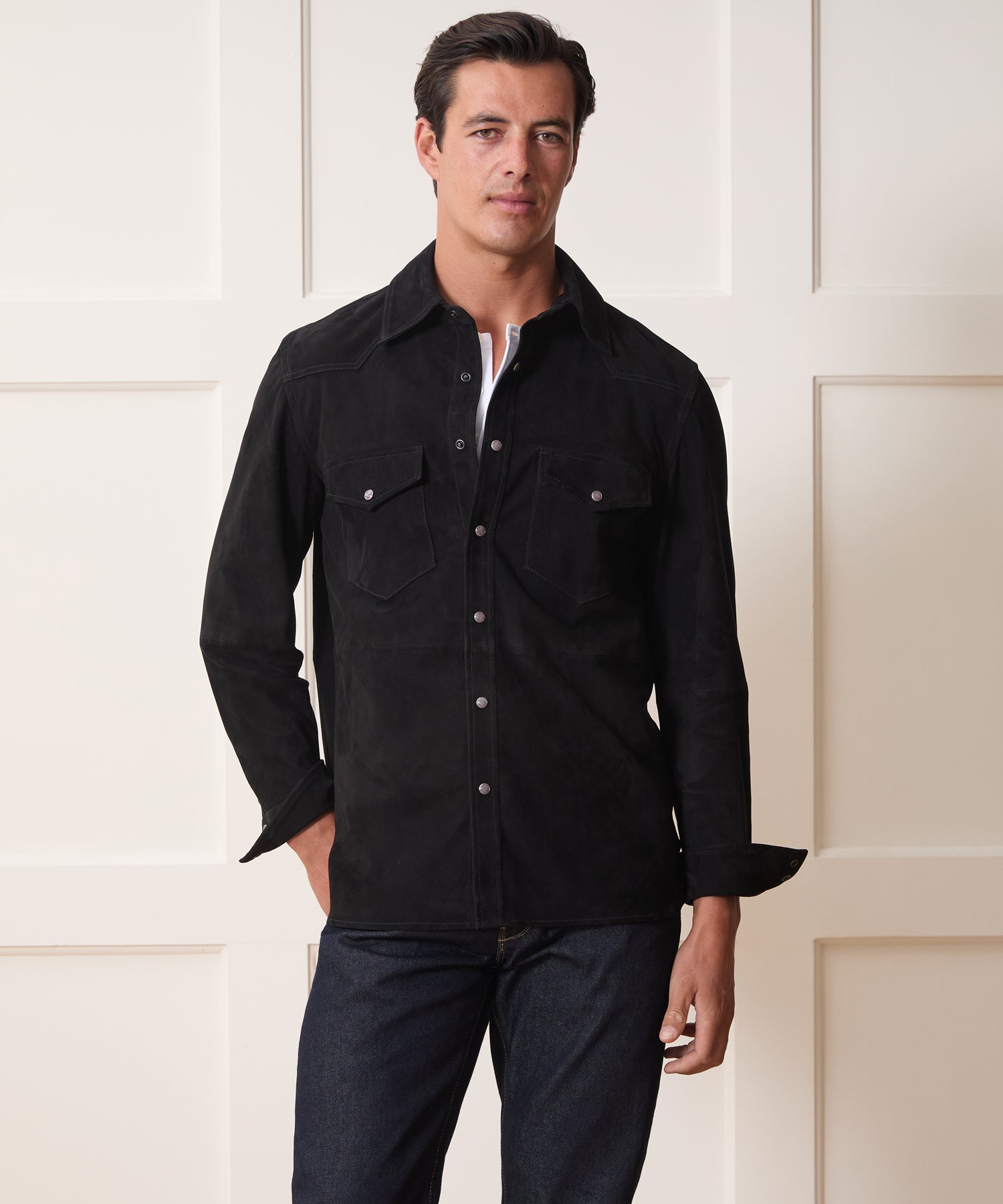 Italian Suede Western Jacket in Black – Todd Snyder