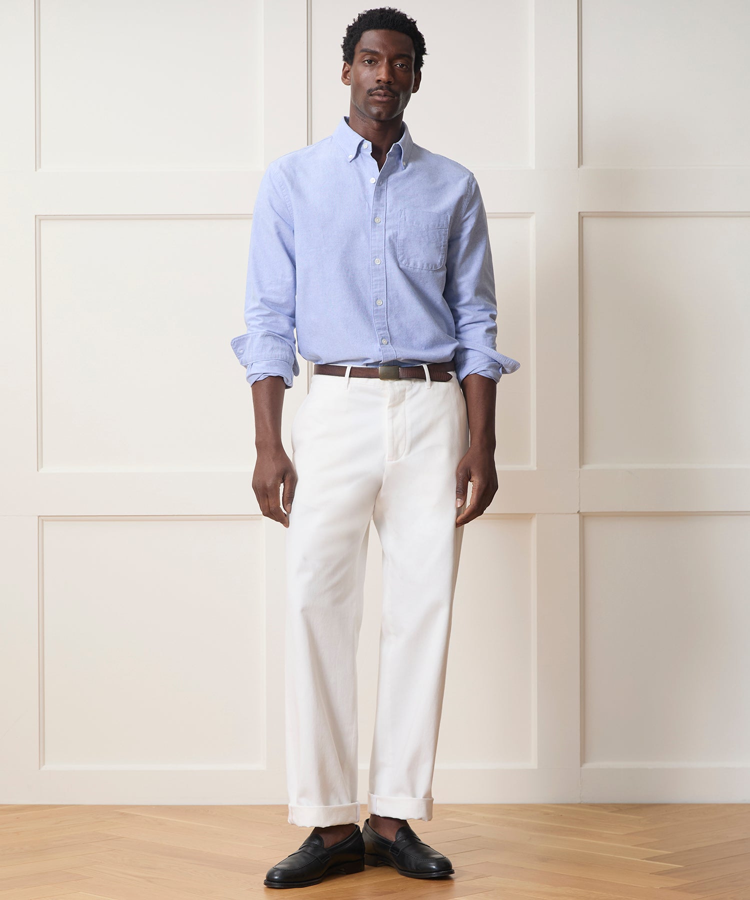 Classic Fit Japanese Selvedge Oxford Button-Down Collar Shirt in